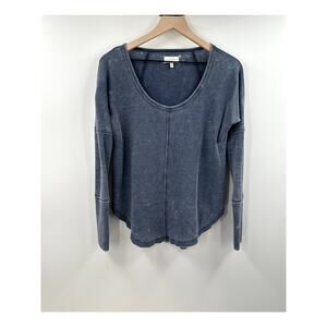 Lucky Brand Grey Blue Long Sleeve Flow Henley Thermal Top Size Small